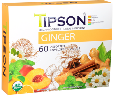 Organic Ginger Assorted 60 Enveloped Teabags