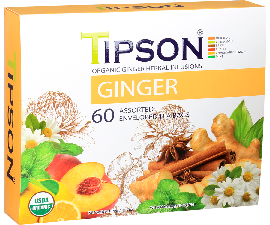 Organic Ginger Assorted 60 Enveloped Teabags