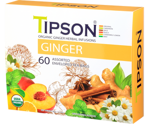 Organic Ginger Assorted 60 Enveloped Teabags